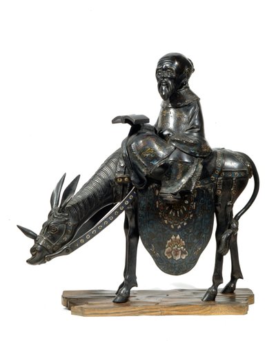 Philosophe chinois Lao Tseu (Lao Zi ou Lao-Tseu ou Lao-Zi) philosophe chinois, avec un âne. Figurine - Unknown artist