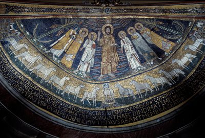 Christ parmi Saint Paul, Sainte Cécile, Saint Pascal, Saint Pierre, Saint Valérien et Sainte Agathe - Unknown artist
