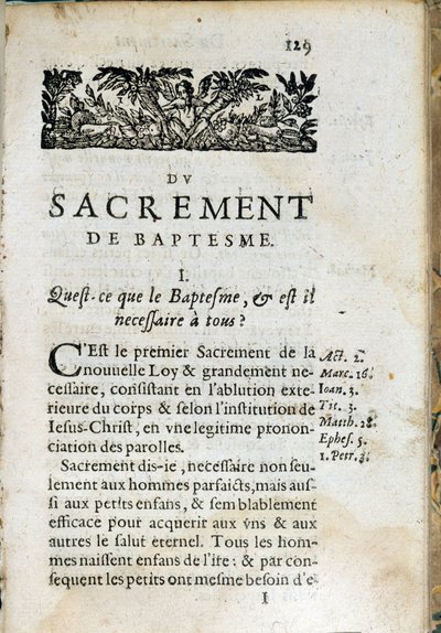Religion chrétienne : Page intérieure du livre Le Grand Catéchisme. Œuvre de Pierre Canisius (17e siècle) - Unknown artist