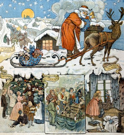 Coutume de Noël dans divers pays : Russie, Allemagne, Italie et Amérique du Sud. 1892 - Unknown artist
