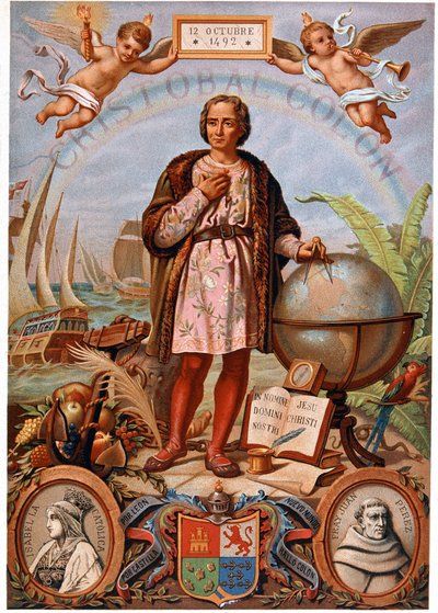 Christophe Colomb. À gauche, portrait d