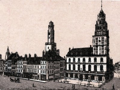 Ville de Calais : ancien phare et hôtel de ville dans « Le Monde Illustré 168 vues» Non daté (fin du XIXe siècle) - Unknown artist
