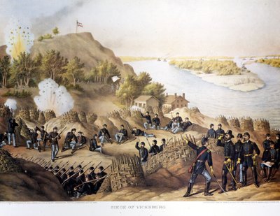 Guerre de Sécession (1861-1865), guerre civile américaine. Siège de Vicksburg (à la frontière de l