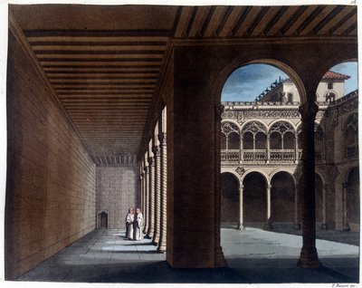 Cloître des Dominicains à Valladolid. Lithographie du XIXe siècle - Unknown artist