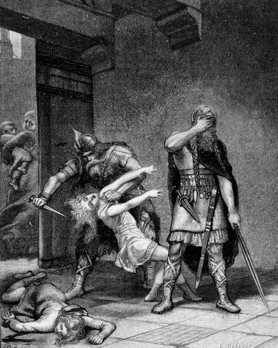 Clotaire I (v.497-561) et Childebert I, rois francs, assassinèrent deux fils de leur frère Clodomir (495-524) - Unknown artist