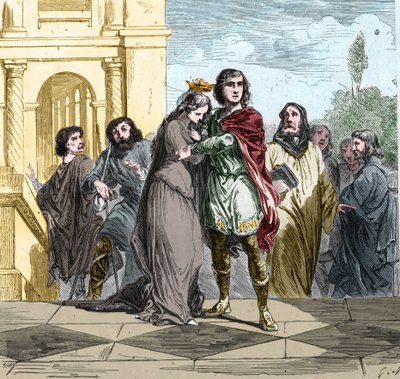 Clovis II roi des Francs (v.633-657) achète Sainte Bathilde (ou Batilde, Bathylle, Beaudour) (626-680) - Unknown artist