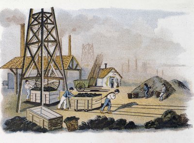 Mine de charbon : transport du charbon vers le rivage, France - Unknown artist