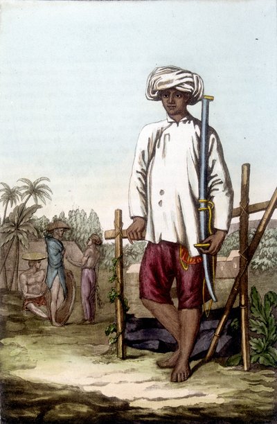 Soldat cochinchinois. Bibliothèque des arts décoratifs de Paris « Le costume ancien et moderne » - Unknown artist