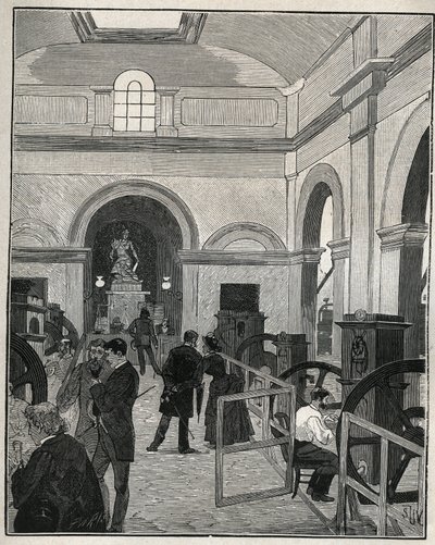 Atelier de frappe à la Monnaie de Paris. Gravure de 1885 dans 