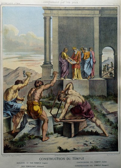 Construction du Temple de Salomon - dans « Histoire Sainte », éd. Hachette - Unknown artist