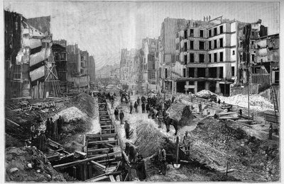 Construction sur la rue Réaumur - Transformations de Paris sous le Second Empire, Paris Haussmannien (Boulevard, travaux Haussmann) - Le percement de la rue Réaumur dans le 3e arrondissement de Paris - Unknown artist
