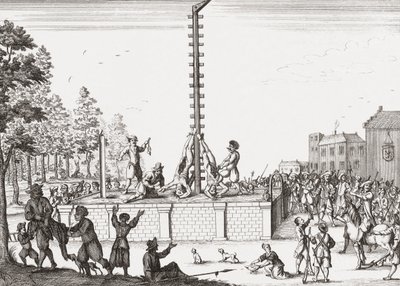 Cadavres de Johan et Cornelis de Witt pendus à la potence. - Unknown artist