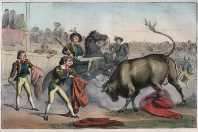 Corrida en Espagne : le picador - gravure de "Usi e Costumi di Tutti i Popoli dell