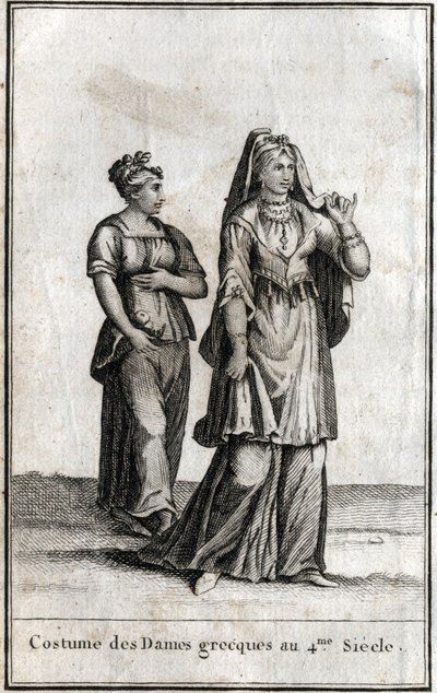 Costume des dames grecques au IVe siècle. Gravure dans « Beauté de l
