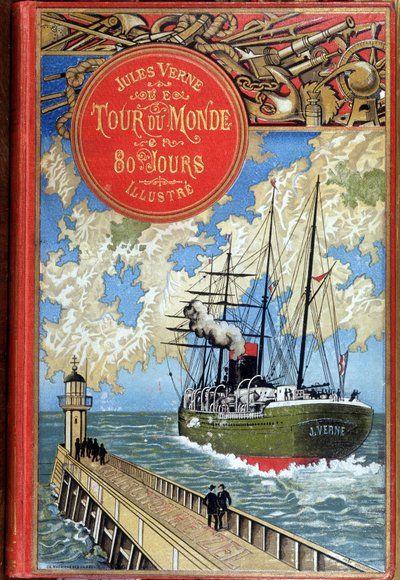 Couverture de « Le Tour du Monde en 80 jours » de Jules Verne, éd. Hetzel - Unknown artist