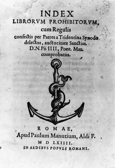 Couverture de "Index des Livres Interdits", Rome - Unknown artist