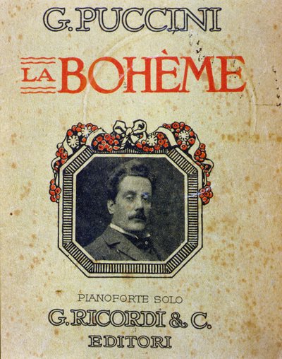 Couverture de la partition "La Bohème" de Puccini (1858-1924) avec son portrait - Unknown artist