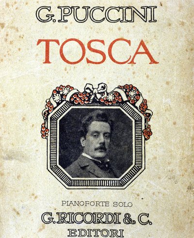 Couverture de la partition "Tosca" de Giacomo Puccini (1858-1924) avec son portrait - Unknown artist