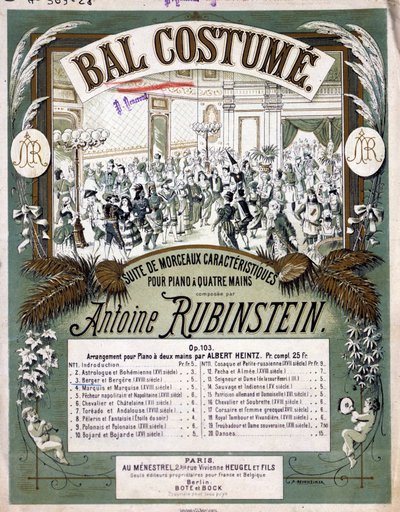 Couverture de la partition de "Suite de pièces caractéristiques pour piano à quatre mains", composée par Anton Rubinstein - Unknown artist