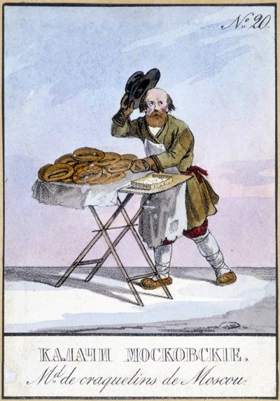 Marchands de craquelins à Moscou au 19ème siècle - Unknown artist