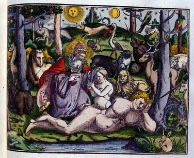 Création : Dieu représenté entouré d