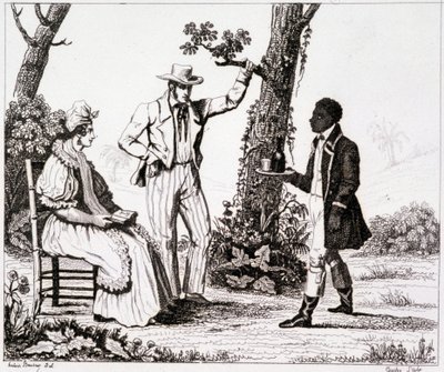 Créole de Martinique (serviteur noir et un couple de blancs) - dans « La France pittoresque », T.III - Unknown artist