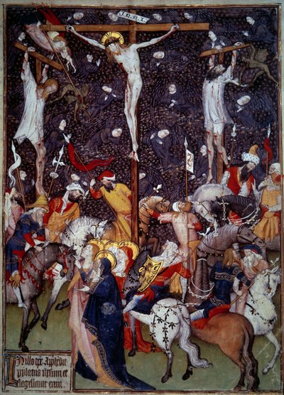 Crucifixion. Anges noirs volant autour des corps des condamnés - Unknown artist