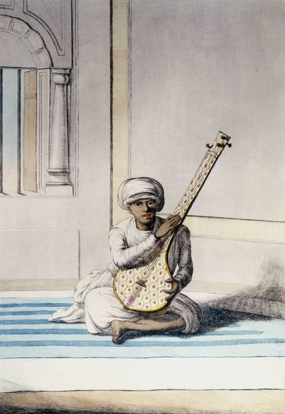 Culture, civilisation et société indienne : Musicien jouant du Thambourah (Tamboura), instrument traditionnel de l