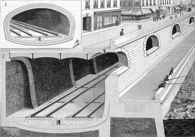 Découpe de la voie dans les parties du tunnel (amenant les trains à la gare d