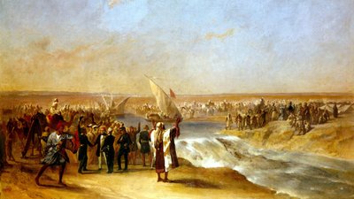 Découpe de la dernière section du bassin dans la plaine de Suez par Son Excellence Ali Pacha le 15 août 1869 - Unknown