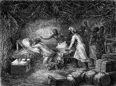 David Livingstone mort de dysenterie dans le village de Tchitammbo en 1873 - «Le dernier voyage de Livingstone 1866-1873» dans «Le Tour du Monde», 2ème semestre 1875 - Unknown artist
