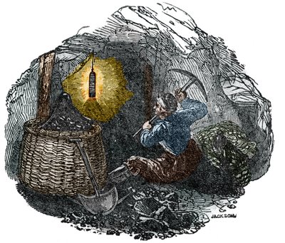 Lampe de Davy 1815 Humphry DAVY (1778-1829). Gravure de 1834. - Unknown artist