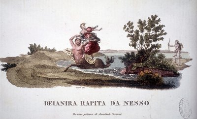 Déjanire enlevée par le centaure Nessus (Nessos) - gravure - Unknown artist