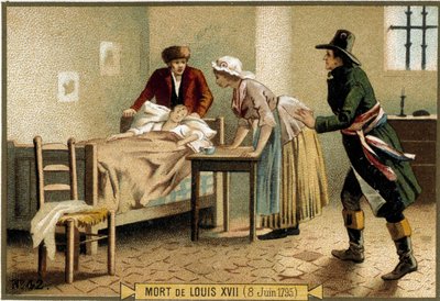 Mort de Louis XVII (08/06/1795). Chromolithographie du XIXe siècle - Unknown artist
