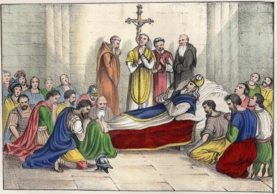 Mort de Saint Augustin (354-430). Gravure dans « L