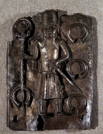 Arts décoratifs : plaque en laiton gravée par un guerrier portugais. 16ème siècle. Conservée à Vienne - Unknown artist