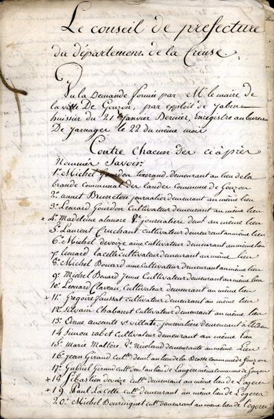 Délibération du Conseil de Préfecture de Guéret (Creuse) du 23 avril 1823 - Unknown artist