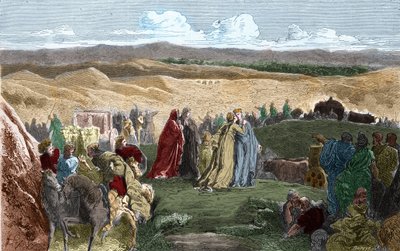 Départ de Galswinthe (Galsuinde) (Galsuinte) (ca. 545 - 567), reine des Francs en Neustrie et épouse de Chilpéric Ier (roi des Francs), pour la France. Gravure dans « Histoire De France En Cent Tableaux par Paul Lehugeur » 1891 - Unknown artist