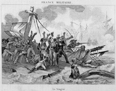 Destruction du navire «Le Vengeur» par la flotte anglaise le 1er juin - Unknown artist