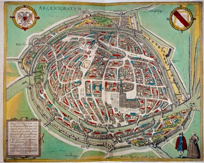 Carte détaillée de la ville de Strasbourg réalisée par Abraham Hogenberg. Gravure du XVIIe siècle - Unknown artist