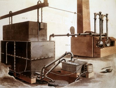 Diagramme expliquant la production de gaz de houille, Londres 1815 - Unknown artist