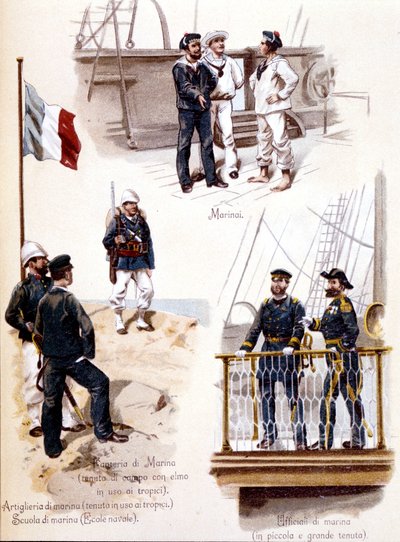 Différents uniformes de la marine française vers 1860 - Unknown artist