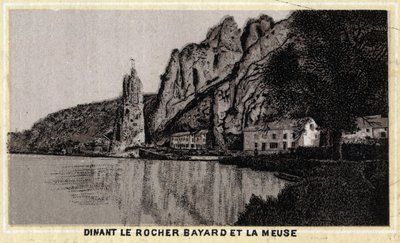 Dinant, le Rocher Bayard et la Meuse, Wallonie, Belgique. Chromolithographie de la fin du 19ème siècle. - Unknown artist