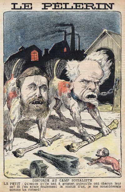 Disputes entre les socialistes Jean Jaurès (à gauche) et Henri Rochefort (à droite). Illustration dans « Le Pèlerin » du 19 juin 1898. - Unknown artist