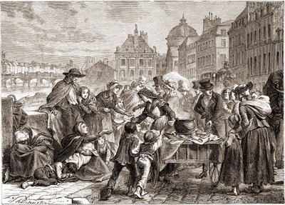 Distribution de nourriture aux paysans affamés vers 1820 - dans « L