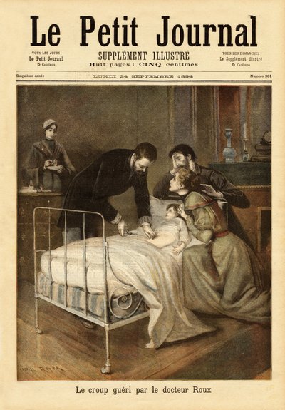 Dr. Emile Roux (1853-1933), bactériologiste, collaborateur de Louis Pasteur (1822-1895), qui a développé le vaccin contre le croup. Gravure dans « Le petit journal » 24/09/1894. Collection Selva. - Unknown artist