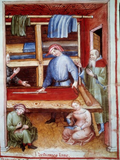 Boutique de drapier Enluminure du commerce de la médecine et de la diététique « Tacuinum sanitatis » - Unknown artist