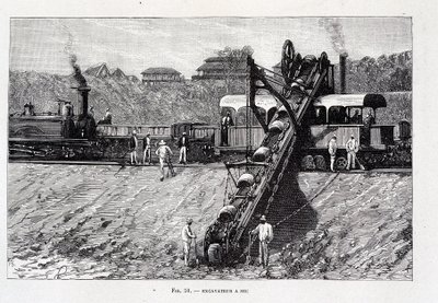Dragueur à sec sur le chantier du canal de Suez - Unknown artist