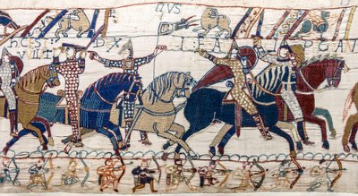 Le duc Guillaume montre son visage à son armée, Tapisserie de Bayeux - Unknown artist