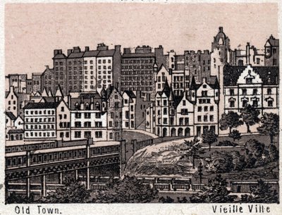 Édimbourg, Écosse : vue de la vieille ville à Édimbourg - Unknown artist